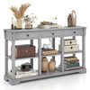 Retro Console Table 146cm Long Rectangular Entryway Sofa Table w/Storage-Grey