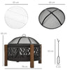 2-in-1 Outdoor Fire Pit Bowl with BBQ Grill Grate 30" Steel Heater with Spark Sc