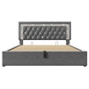 LED Ottoman Storage Bed Frame 135x190cm with Adjustable Height Headboard Grey