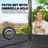 Garden Table and Chairs Set 6, Outdoor Dining Set with Umbrella Hole, Black