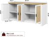 Buffet Cabinet Rattan Storage with 4 Door Shelf Sideboard Buffet for Dining Room