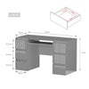 Dressing Table High Gloss Vanity Makeup Desk 6 Drawer Storage Home Computer Desk