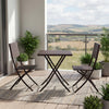 3 Piece Rattan Bistro Dining Set Outdoor Garden Balcony Folding Table Chair