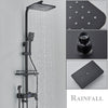 Exposed Shower Taps Mixer Valve Black Bathroom Square Twin Head Bar Shower Set