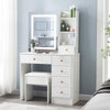 White Vanity Desk Set Makeup Mirror w/ LED Lighted Dressing Table Desk and Stool