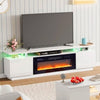 70'' TV Stand Cabinet High Gloss Electric Fireplace Unit W/ LED 12 Colour Flame