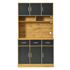 Kitchen Cupboard w/ LED & Power Outlet, Countertop, Tall Kitchen Cabinet, Black