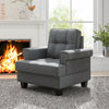 Mid-century Modern Accent Armchair Tufted Linen Club Chair with Extra Pillow