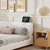 Upholstered Double Bed Frame 4ft6 Daybed w/ Headboard, Boucle, 135x190 cm, Beige