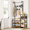 Entryway Hall Tree with Storage Bench, Drawer, 8 Hooks, Shoe Rack & 2-Tier Shelf