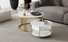 Set of 2 Nesting Coffee Tables Round Stacking Sofa Side Tables for Living Room