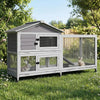 2-Story Wooden Rabbit Hutch Chicken Coop with Wheel and Roof Outdoor Bunny Cage