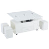 Coffee Table to Dining Table w/ Lift Top, Storage Drawer & 4 Hidden Stools White