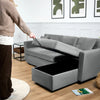 Milo Grey Corner Sofa Bed with Storage Velvet Pull Out Bed Left or Right Chaise