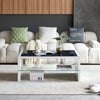 Coffee Table White High Gloss 2 Tier Black Galaxy Glitter Glass Top Rectangle