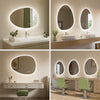 Bathroom Mirror with LED Lights Touch Dimmable Demister Irregular Wall Mounted