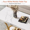 Coffee Table, 120CM Coffee Tables for Living Room, 2-Tier Faux Marble Coffee Tab