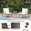 3 Piece Patio Chair Set Outdoor Rattan Furniture Set Wicker Chair & Table Set
