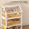 Wooden Hamster Cage, 3 Tier Small Animal Cage with Storage Shelf