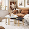 Set of 2 Nesting Coffee Table Round Stacking Side End Table White Black