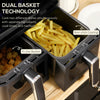 8L Double Basket Air Fryer with 8 Presets Display Recipe Timer Refurbished