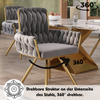 2 Pcs Rotatable Dining Chairs Velvet Padded Metal Legs Kitchen Swivel Chair Grey