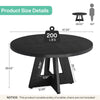 Farmhouse Dining Table, 120cm Round Dinner Table for 4,Rustic Wood Kitchen Table