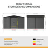 10x6FT Garden Shed Metal Apex Roof Outdoor Storage XL House With Free Foundation