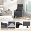 Push Back Recliner Chair Grey Linen Fabric Reclining Armchair