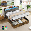 Wooden Ottoman Bed Frame 4ft6 Double Bed with Under Bed Storage and LED Lighting