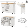Kitchen Trolley Storage Islands & Carts with Extendable Rubberwood Worktop White