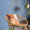 Boho Hanging Hammock Swing Chair Cotton Rope Swing for Indoor Outdoor Patio