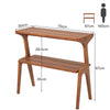 Solid Wood End Table, 2 Tier Tall Narrow End Table with Storage Shelves