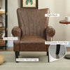Upholstered Modern Accent Chair, Armchair with Wood Legs, Brown