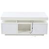 White High Gloss Coffee Table with LED Lights, 2 Doors & Storage, 100x50x43cm