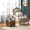 End Table Bedside Desk Slim Storage Cabinet with Shelf Rustic Brown