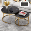 Nesting Coffee Tables Set of 2 Round Stacking Sofa Side Tables for Living RoomTM