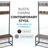 Coat Rack Stand with Shoe Storage Bench 9 Hooks Rustic 2 Colours Entrance Hall