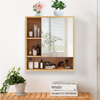 Bamboo Bathroom Mirror Cabinet Wall Mounted Over Toilet Storage Adjustable Shelf
