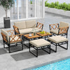 Metal Sectional Sofa Set w/ Cushions & Bungee Rope Seat