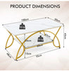 Modern Faux Marble Coffee Table 2-Tier Rectangular Accent Table Chic Cocktail