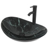 Bathroom Sink Basin Hand Wash Counter Top Oval Glass Bowl Pop up Tap Waste Set