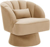 360° Swivel Accent Chair Upholstered Barrel Chair w/Striped Backrest Living Room