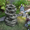 Stone Fountain Water Feature LED Lights Polyresin Statues Outdoor Indoor Decor