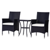 3PC Rattan Furniture Bistro Set Garden Table Chairs Patio Outdoor Black