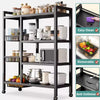Large 4 Tier Metal Trolley Basket Rack Kitchen Storage Vegetable Cart W/ Wheels