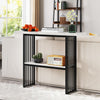2-Tier White Marble Entryway Console Table Extra Long Foyer Couch Table
