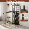 Table Dining Metal Coffee Bar with Glass Racks-Brown