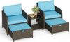 5pcs Set Rattan Home Patio Garden Balcony Furniture Table Chair Stool Lounge