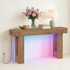 Farmhouse Console Table w/LED Lights&Charging Station Narrow Entryway Sofa Table